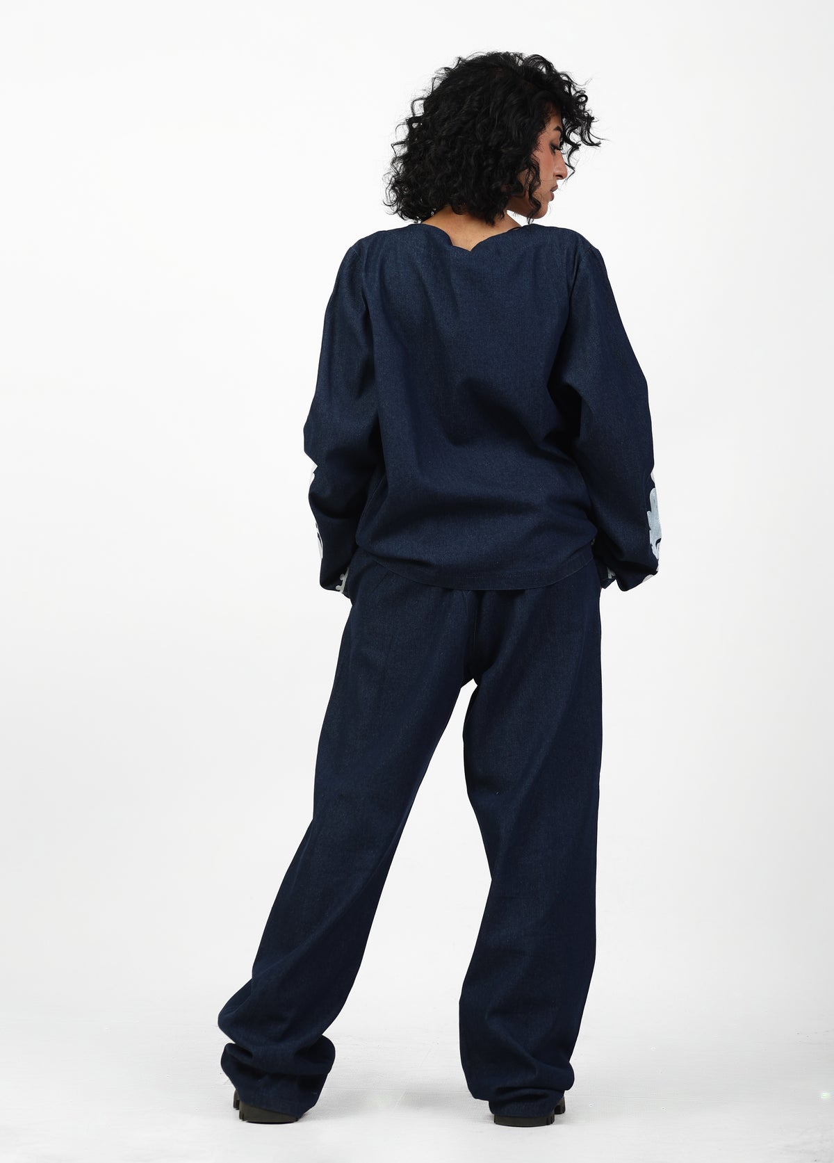 Navy Embroidered Two-Piece Set | EVO